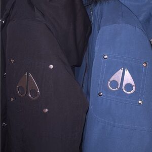 Moose Knuckles Black and Blue Puffers